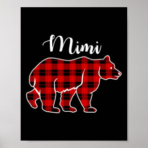 Poster Fato de Natal Xadrez Vermelho Mimi Bear Combinando