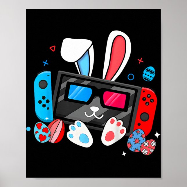 Poster Fato de Ovos de Coelho de Videogame Dia de Páscoa  (Frente)