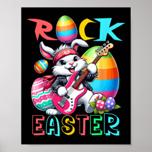 Poster Fato de Páscoa de Rock Bunny Tocando Guitarra Guit