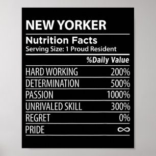 Poster Fatos de Nutrição de Nova York Engraçado Orgulho d
