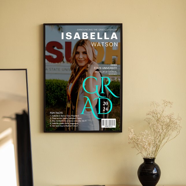 Poster Fatos divertidos | Cobrir de Graduação de Fotos do (Fun Facts | Magazine Cover Photo Graduation Poster)