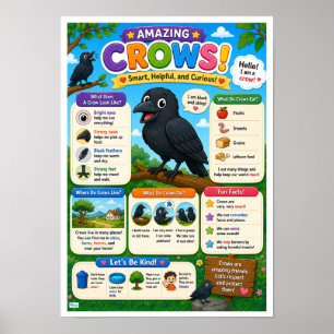 Poster Fatos Divertidos Sobre Corvos Para Crianças