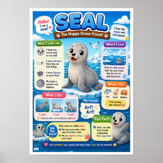 Poster Fatos Divertidos Sobre [Foca Para Crianças