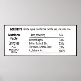 Poster fatos fofos de nutrição para bebês