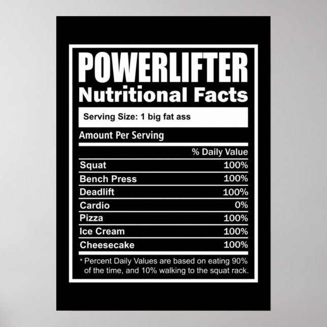 Poster Fatos Nutricionais do Powerlifter, Engraçado levan (Frente)