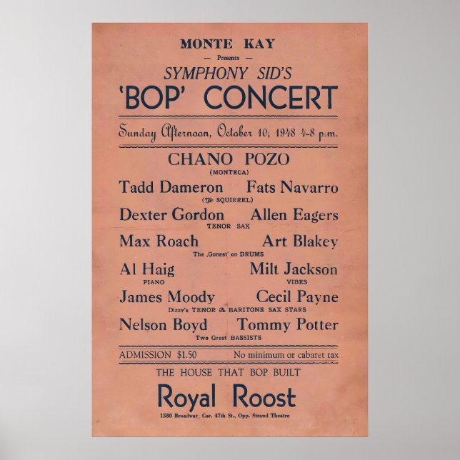 Poster Fats Navarro - Tadd Dameron - Dexter Gordon (Frente)