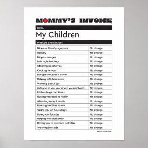 Poster Fatura de Mamãe do Amor dia de as mães - Presente 