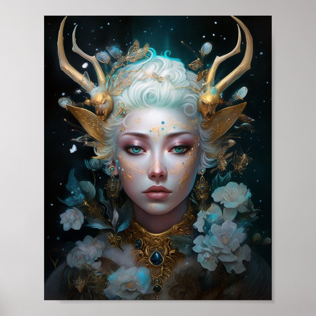 Poster Faun Elf Woman Fantasy Art (Frente)