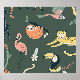 Poster Fauna Selva Vintage Flora