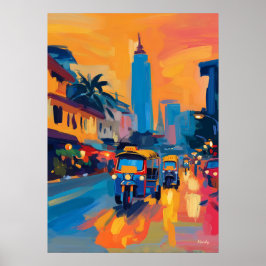 Poster Fauvist Bangkok Tuk Tuk Street