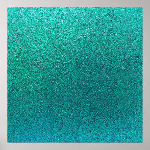 Pôster Faux Aqua Teal Turquoise Azul Brilhante