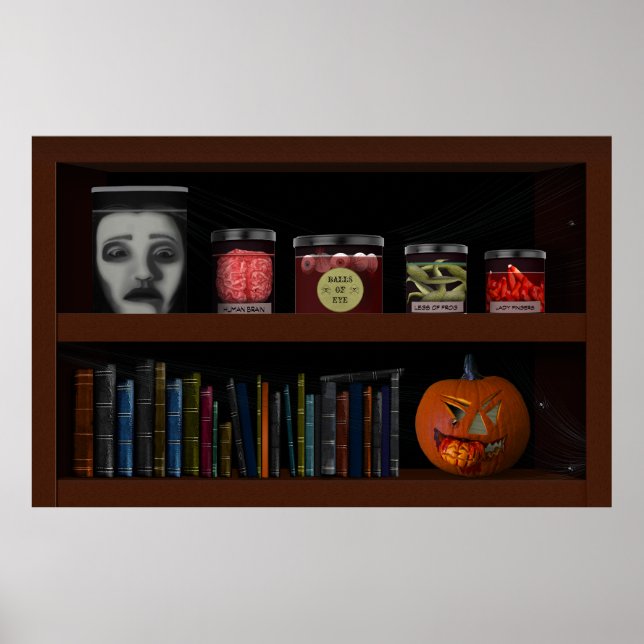 Poster Faux Bookshelf Haunted House Halloween (Frente)