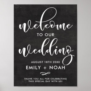 Pôster Faux Chalkboard Rustic Script Welcome Sign