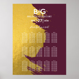 Poster Faux Dourado Burgundy, Gráfico de Assentos de Casa