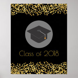 Poster Faux Dourado Confetti e Classe de Boné de formatur