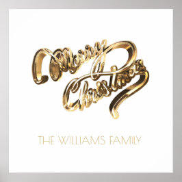 Poster Faux Dourado Script Elegante Feliz Natal