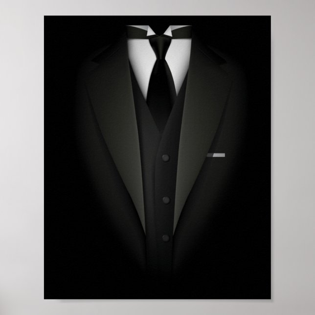 Poster Faux Falso Tuxedo Suit top com Vest And tie (Frente)