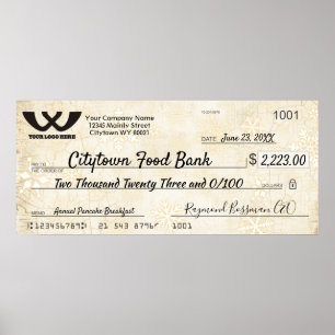 Poster Faux gigantesca verificação de caridade flocos d