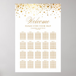 Poster Faux Gold Foil Confetti Plano de Casamento Branco