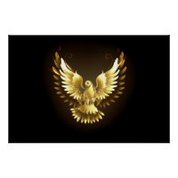 Faux Gold Foil Peace Dove em Preto