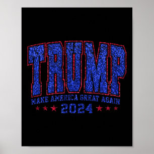 Poster Faux Sequins Trump 2024 Presidente Make America Tr