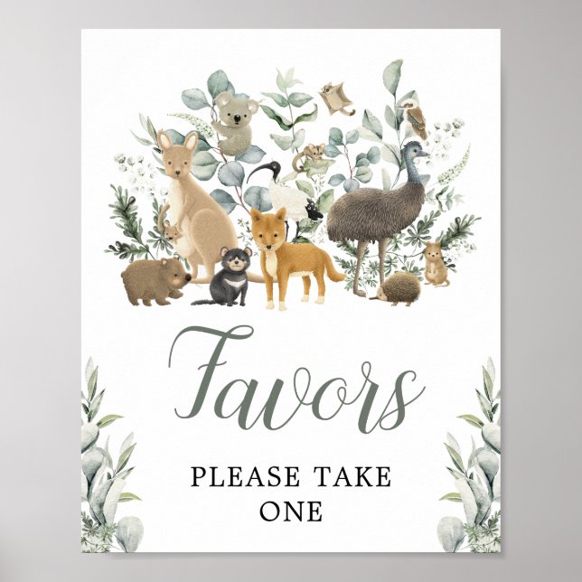 Poster Favor Assina Festa de Animais Australianos Eucalyp (Frente)
