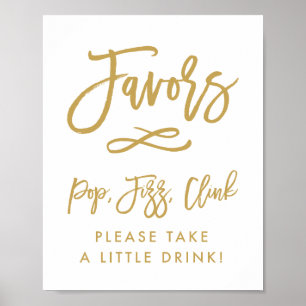 Pôster Favor Chic Letreado à Mão Dourado Pop, Ferve, Tili