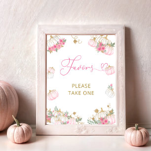 Poster Favor De Abóbora Rosa Floral