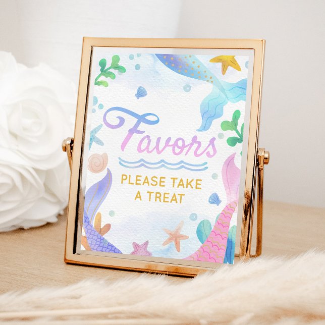 Poster Favor de Aniversário de Sereia Sob o Mar (Criador carregado)