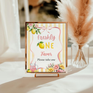 Poster Favor de Aniversário de Um Ano com Laço Amarelo Li