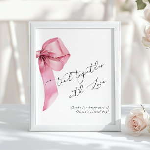 Poster Favor de aniversário Laço Rosa Preso com amor