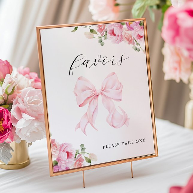 Poster Favor de Bebê em Flor com Laço Rosa (Criador carregado)