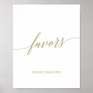 Poster Favor de Caligrafia Dourada Plana Elegante