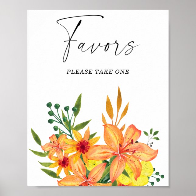 Poster Favor de casamento aquarela por favor pegue um  (Frente)