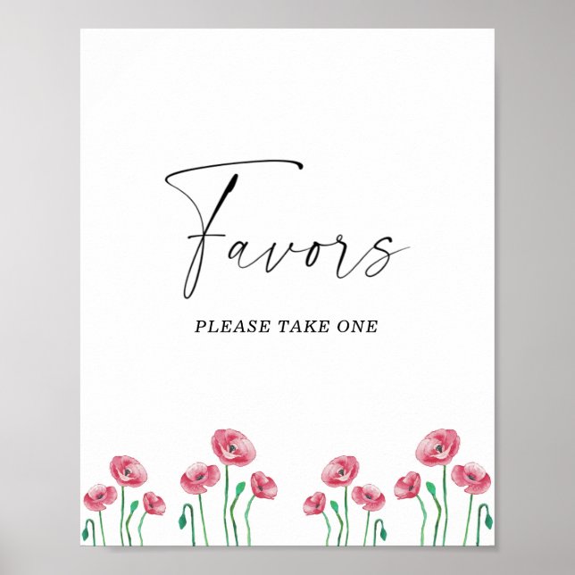 Poster Favor de casamento aquarela, por favor, retire um  (Frente)