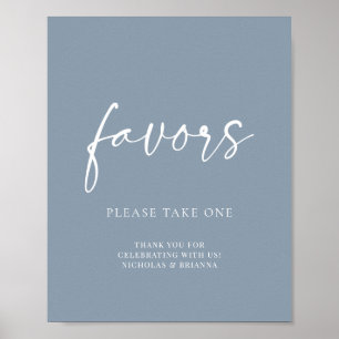 Poster Favor de Casamento Clássico Moderno e Azul Minimal