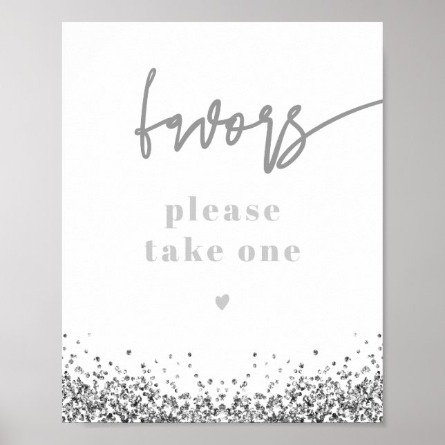 Poster Favor de casamento com lantejoulas prateadas REGIN (Frente)