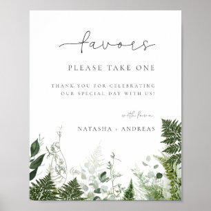 Poster Favor de Casamento de Folhagem Florestal Selvagem