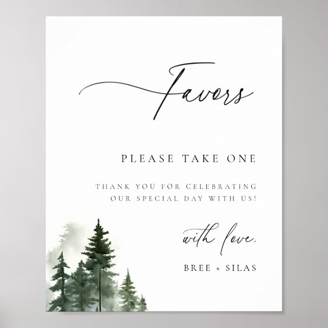 Poster Favor de Casamento de Pinus Florestais Selvagens (Frente)
