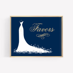 Pôster Favor de casamento elegante em ouro Vestido Chá de