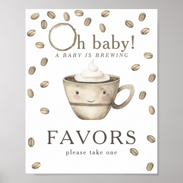 Poster Favor de chá de bebê de café preparado (Frente)