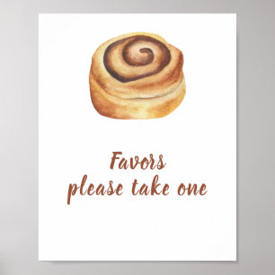 Poster Favor de chá de bebê de cinnamon bun