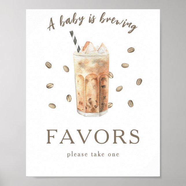 Poster Favor de chá de bebê de preparo de café (Frente)