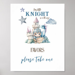 Poster Favor de Chá de Bebê do Cavaleiro do Dragão Sonho