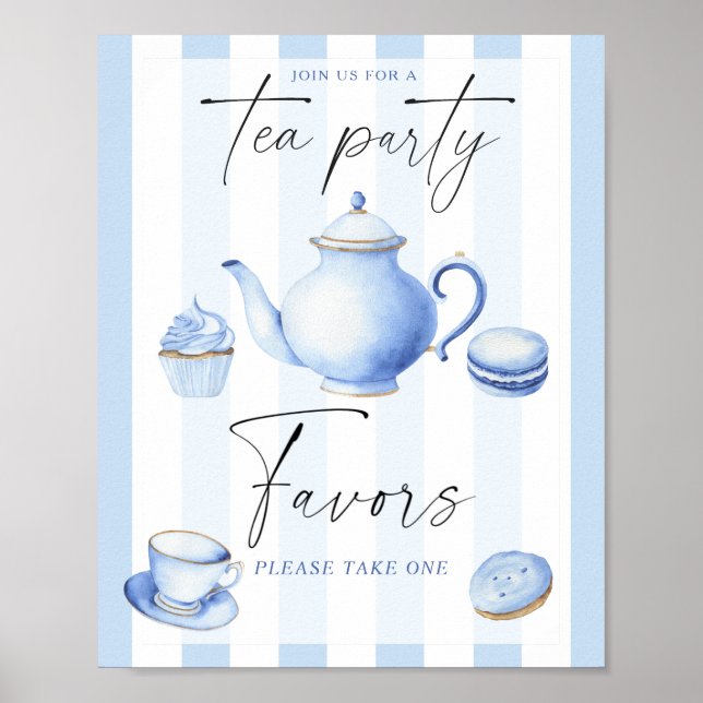 Poster Favor de chá de bebê do menino Tea Party (Frente)