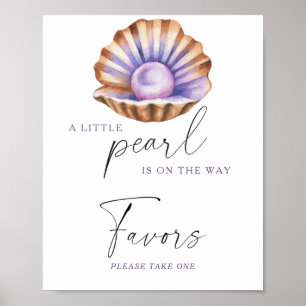 Poster Favor de Chá de Bebê Pérola Debaixo do Mar