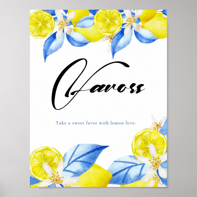Poster Favor de chá de noiva floral de limão italiano (Frente)