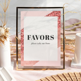 Poster Favor de Chuva de Noiva Rose Gold, Blush & Lantejo