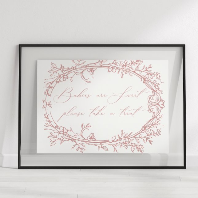 Poster Favor de Chuveirinho de Bebê Rosa Floral Atemporal (Criador carregado)