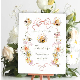 Poster Favor de Chuveiro de Bebê Mamãe Abelha Floral em A